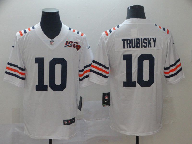Men Chicago Bears #10 Trubisky Nike White 2019 100th Season Alternate Classic Retired Player Limited NFL Jerseys->youth nfl jersey->Youth Jersey